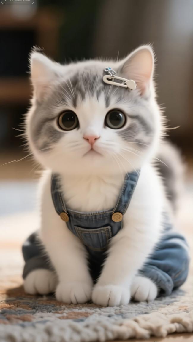 萌猫穿背带裤拟人图