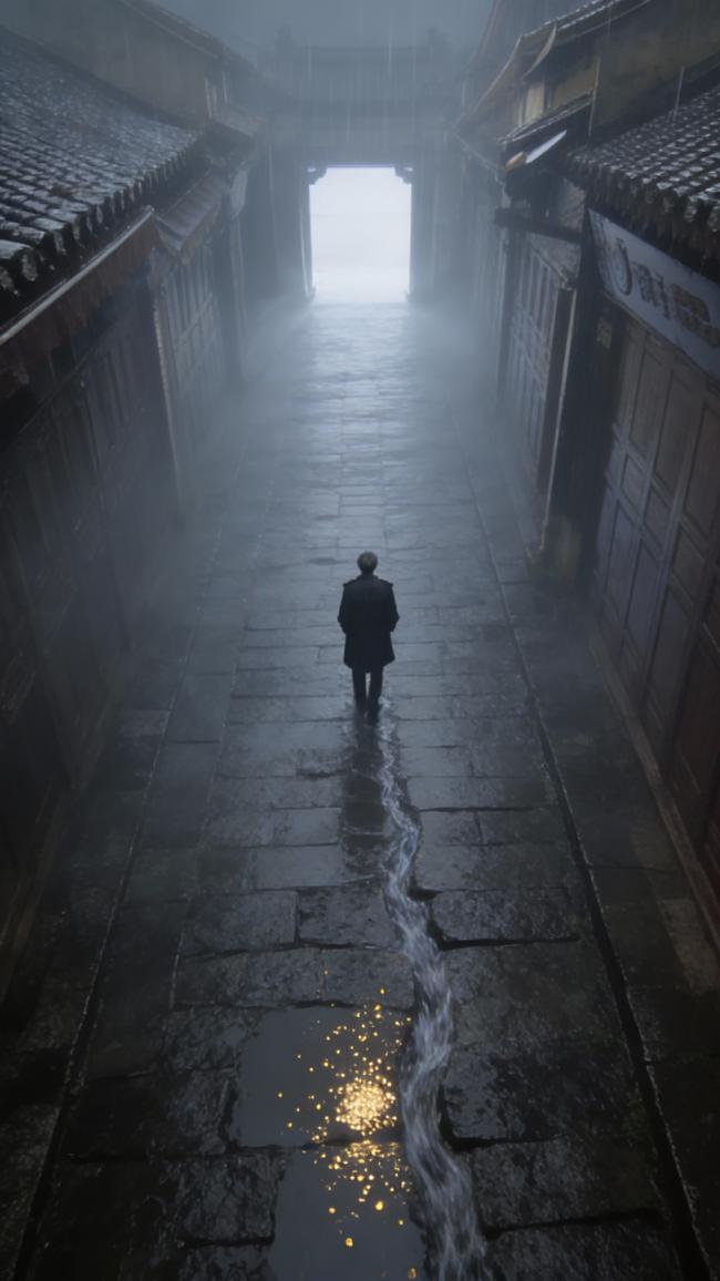 雾巷孤影·雨夜寻光