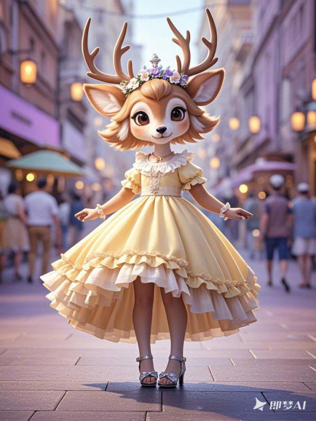 鹿少女的欧式街景梦幻时刻