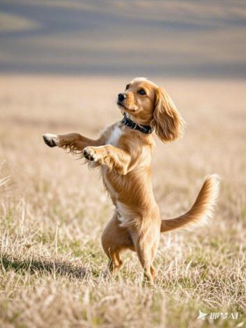 阳光野趣中的可卡犬跃动瞬间