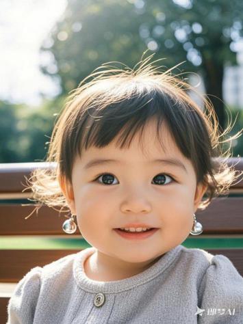 阳光下的童真微笑