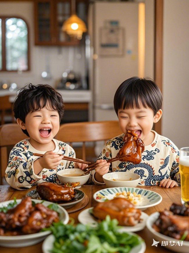 暖光厨房里的欢乐饭桌时光