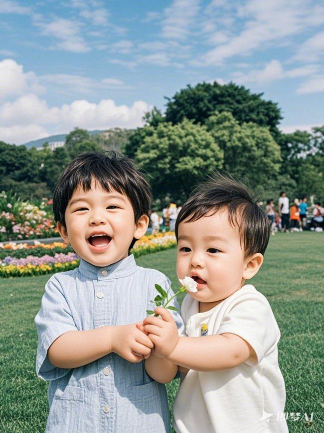 阳光下的童真笑脸