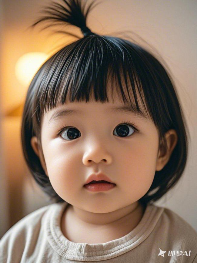 暖光下的婴儿特写肖像