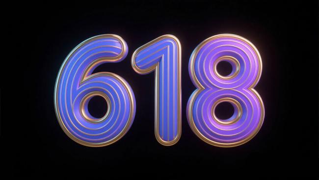 霓虹数字618科技感3D渲染图