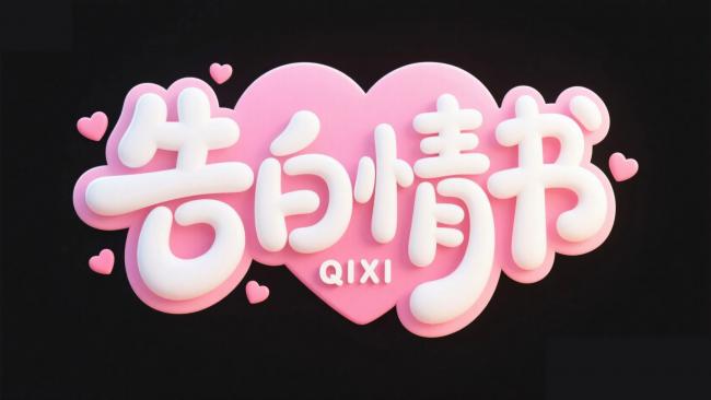 粉色立体告白情书艺术字设计图