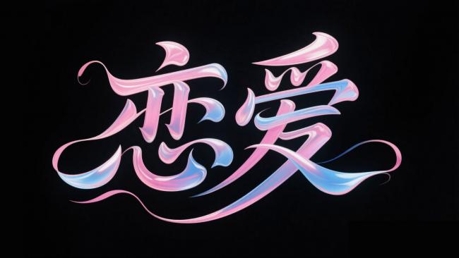 霓虹流动书法“恋爱”艺术字设计