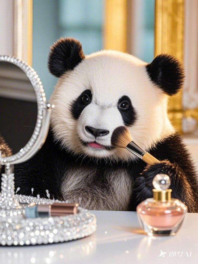 熊猫化妆奇遇记：奢华镜前的萌系童话