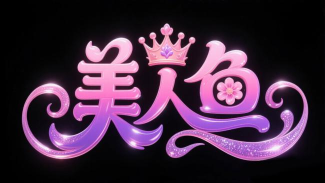 梦幻霓虹美人鱼艺术字设计