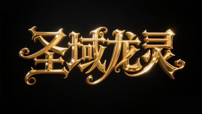 圣域龙灵：金色奇幻书法视觉冲击