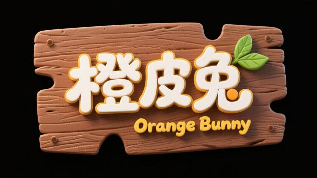 橙皮兔木质招牌3D视觉设计