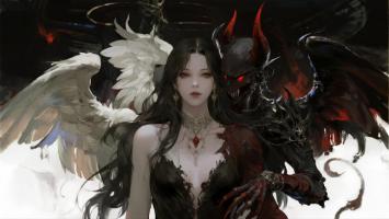 暗黑天使与恶魔对峙插画