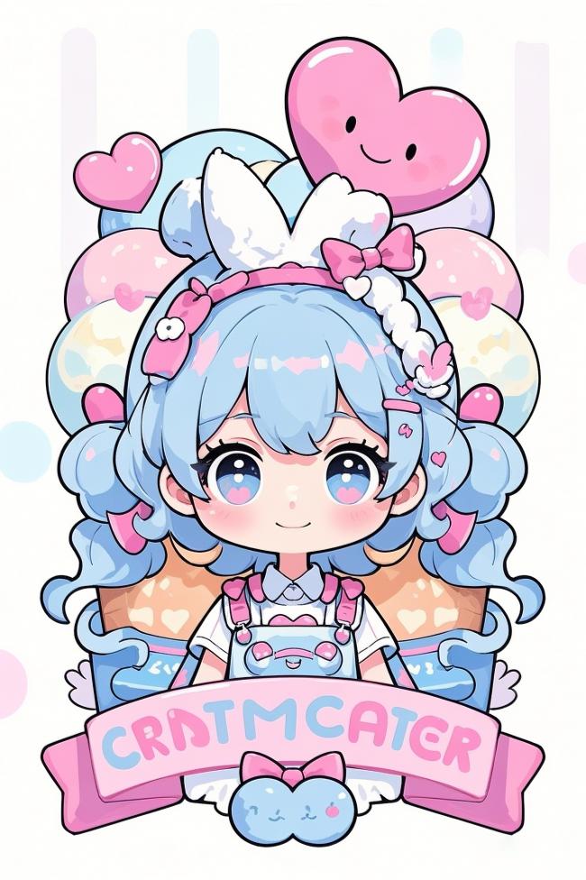 甜系兔耳少女角色设计插画