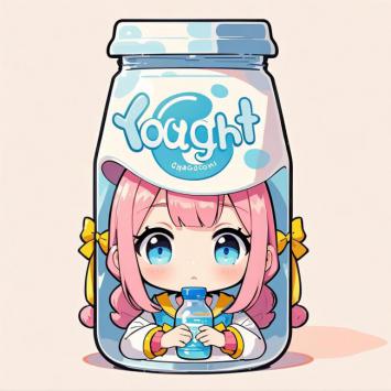 酸奶瓶里的萌系少女插画