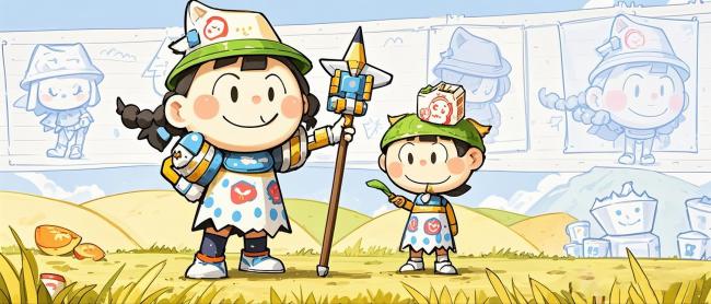 卡通探险小队手绘插画