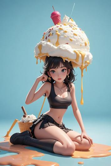 甜品少女二次元立绘插画