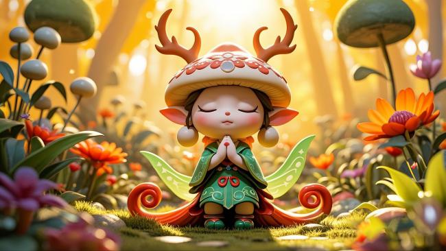 梦幻森林中的黏土精灵祈祷图