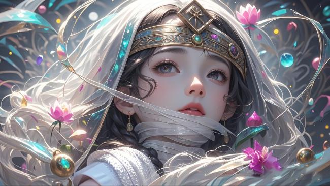 仙侠少女飘纱幻境插画