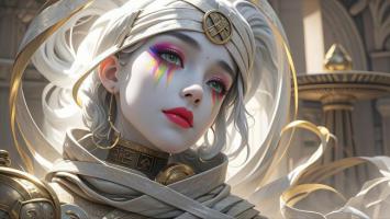 银发女神战甲特写·3D渲染奇幻角色设计