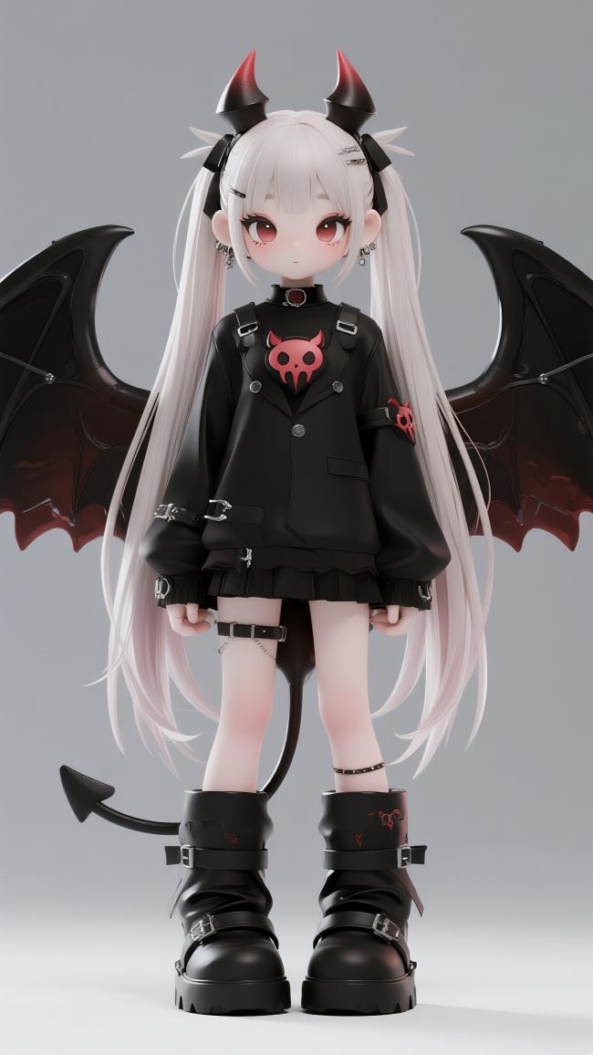 暗黑恶魔少女3D渲染插画