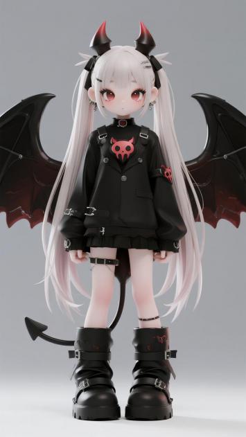 暗黑恶魔少女3D渲染插画