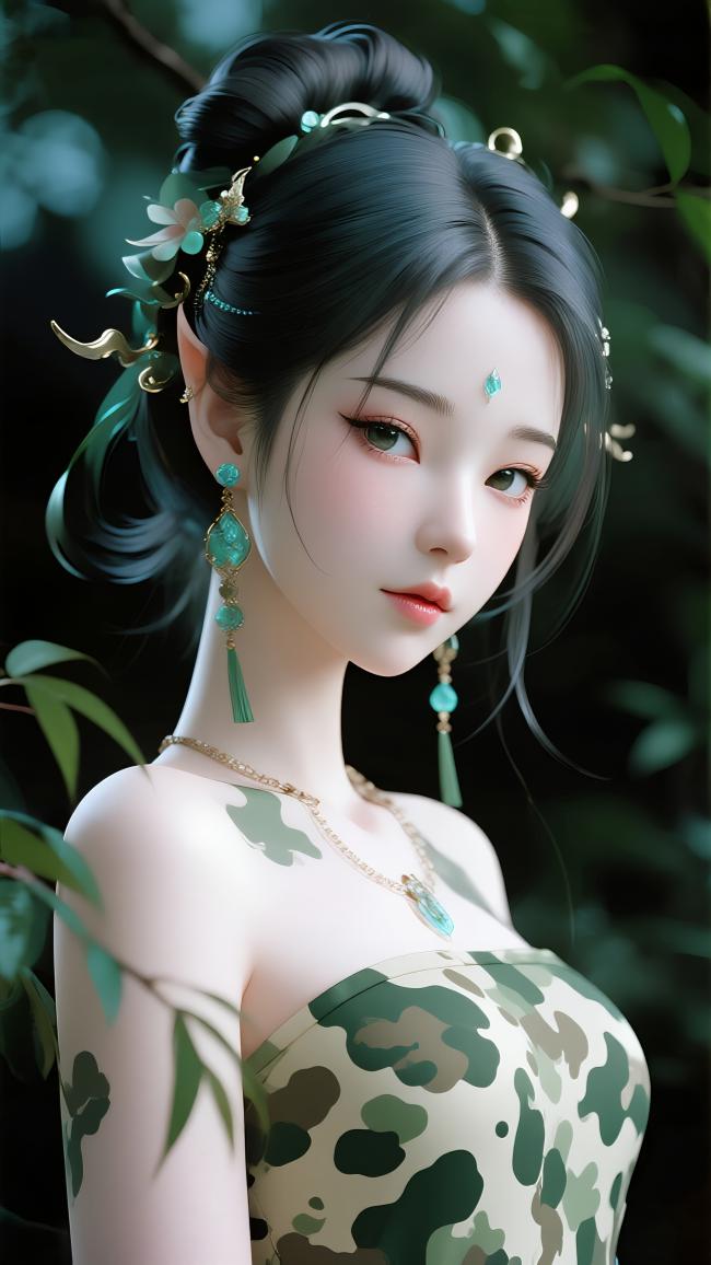 古风仙子迷彩装束写真图