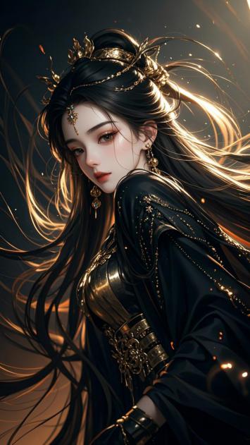 黑金仙侠女神 3D渲染高清插画