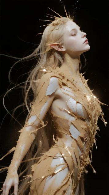 金色精灵少女奇幻写真图