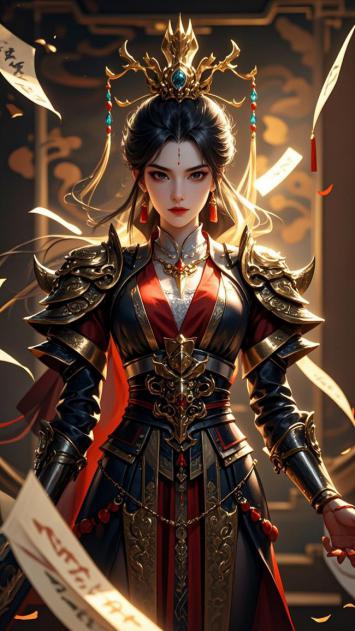 古风仙侠女将军写实画像