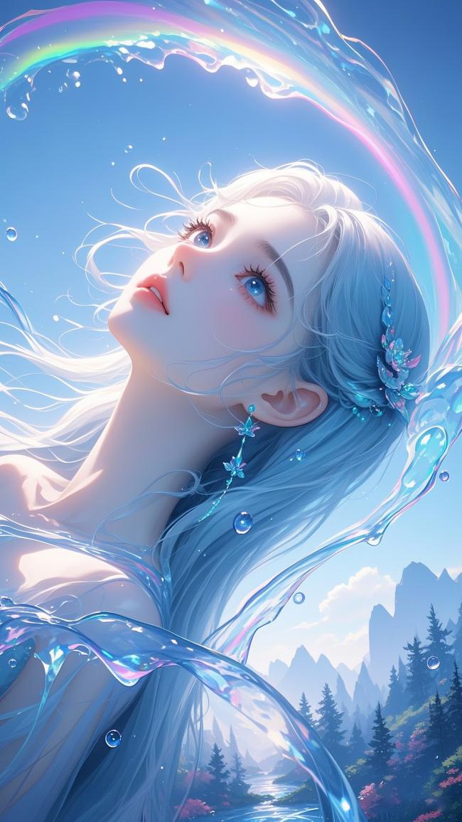 蓝发少女水之幻境插画