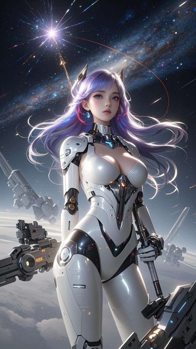 赛博朋克机甲女战士星海征战图