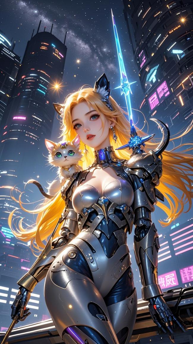 赛博猫姬：霓虹都市中的机甲女战士