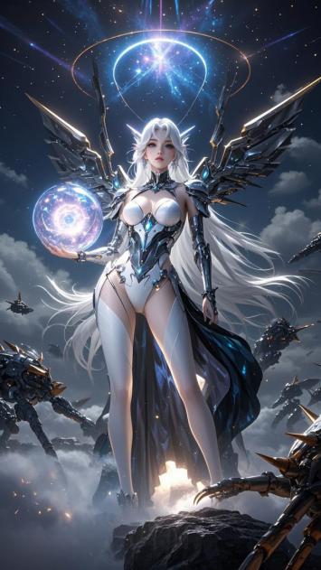 未来天使战士持星核立云巅科幻场景