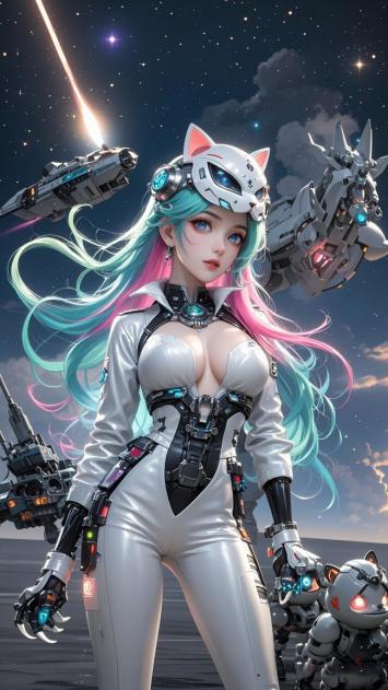 赛博猫耳女战士大战星际战舰