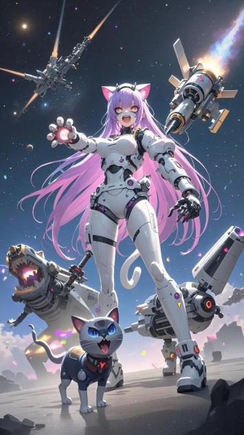 紫发猫女机甲战士大战星际舰队