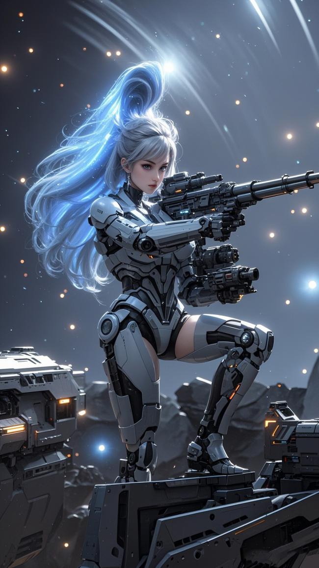 赛博朋克女机甲战士星际战场写真