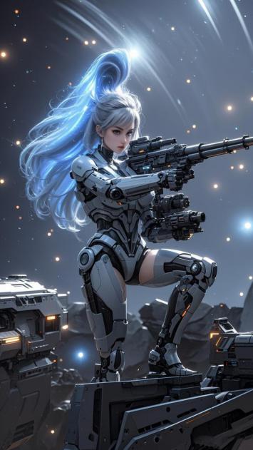 赛博朋克女机甲战士星际战场写真