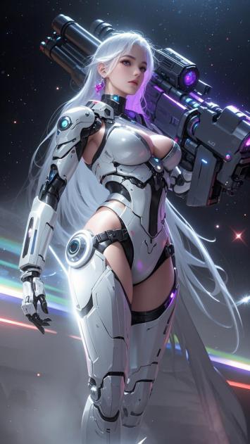 银发机甲女战士：赛博朋克星际战场