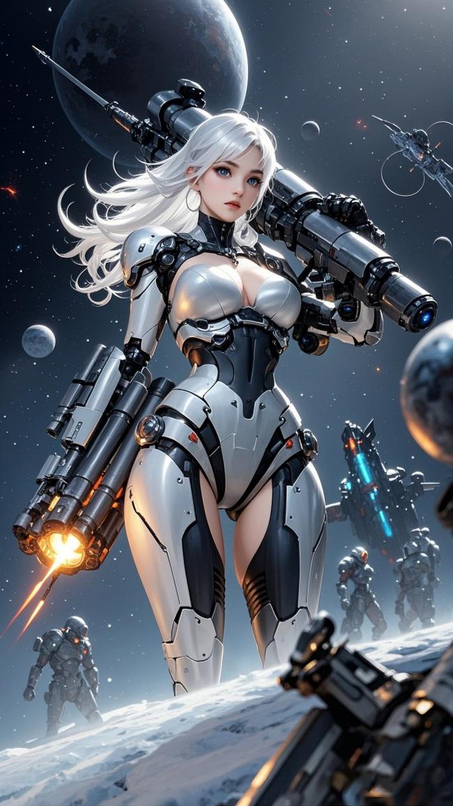 银发机甲女战士征战月球战场