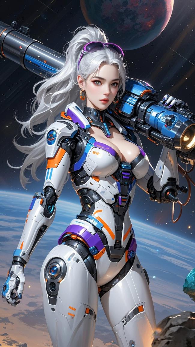 银发机甲女战士：赛博朋克太空战神