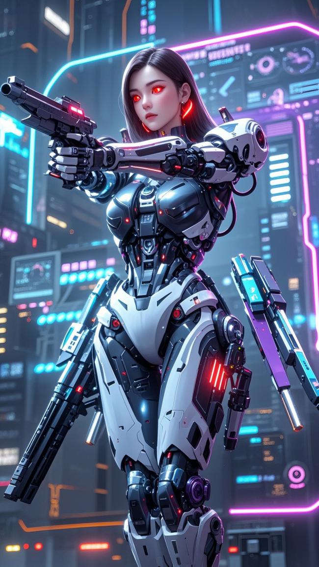 霓虹机甲女战士：赛博朋克未来战场