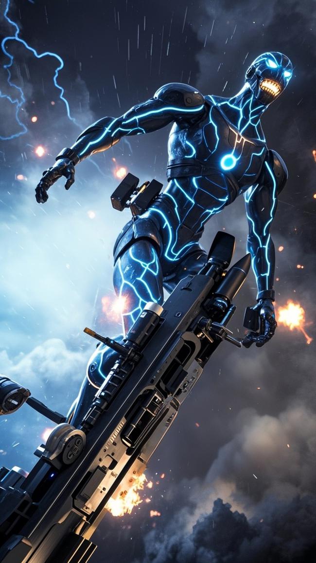 赛博朋克战士雨夜突袭炸裂战场