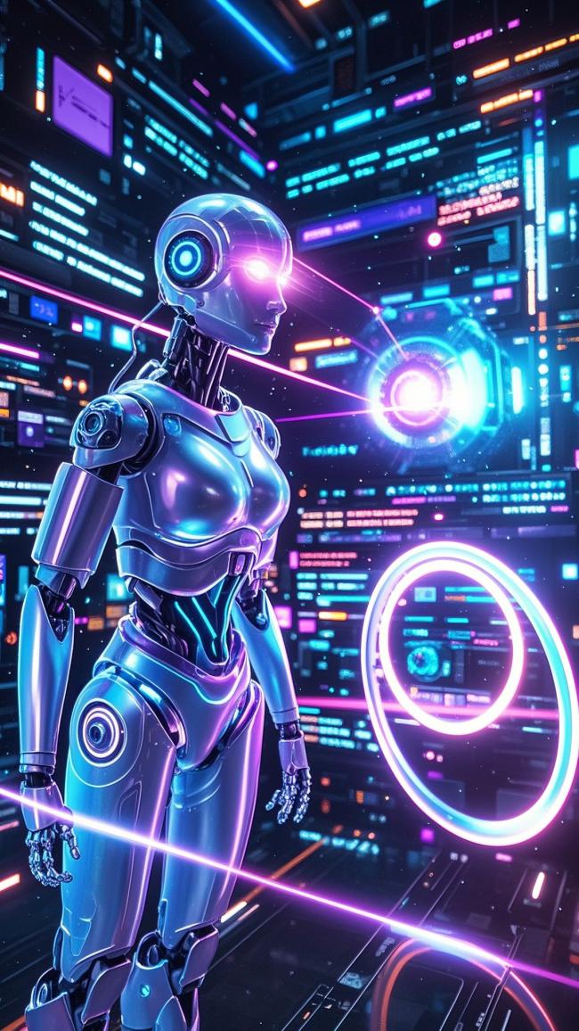 霓虹女机甲：赛博朋克未来数据战场