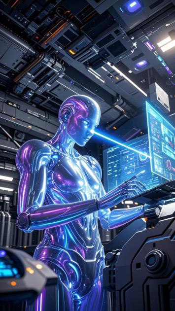 霓虹机甲女战士：赛博朋克未来控制舱