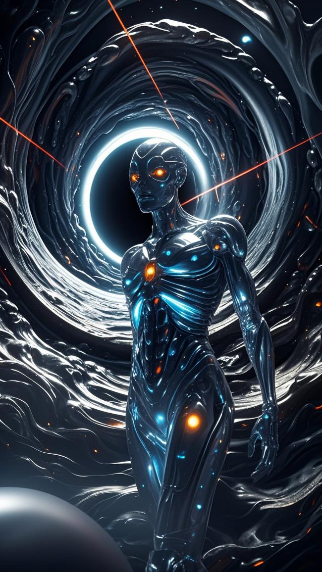 赛博朋克机械人穿越时空隧道