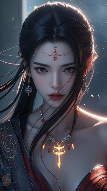 仙侠玄幻女战士：红衣符咒额间光