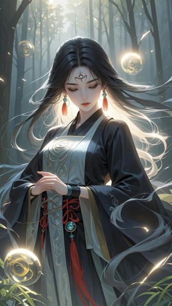 古风仙子林间御灵图