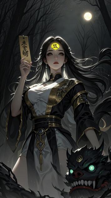 月夜幽林镇妖女修插画