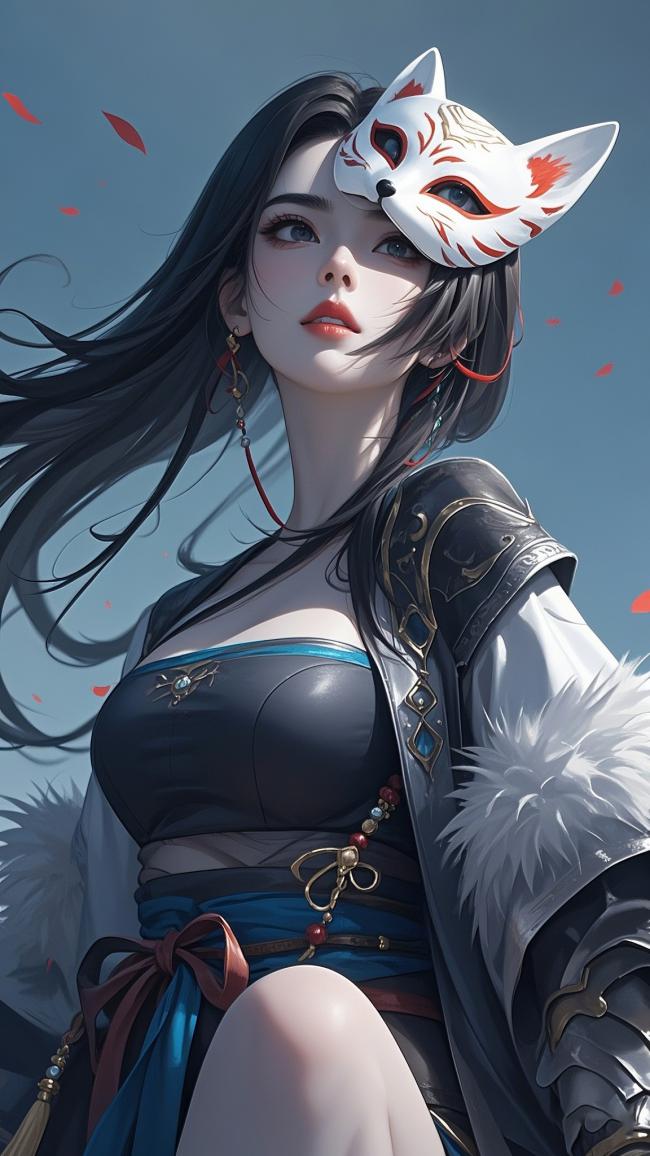 狐面仙姬古风插画