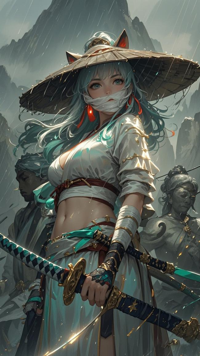 雨中猫耳剑士立于雪山之巅